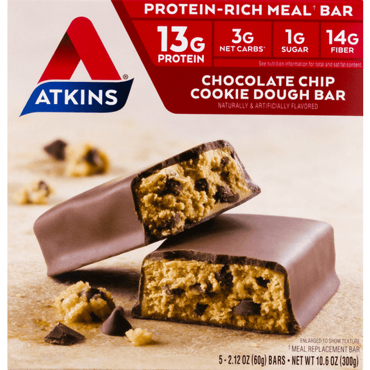 Atkins Chocolate Chip Cookie Dough Protein-Rich Meal Bars