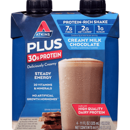 Atkins Plus Protein & Fiber Creamy Milk Chocolate Protein-Packed Shakes