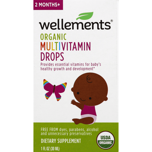 Wellements Organic Multivitamin Drops, 2 Months +