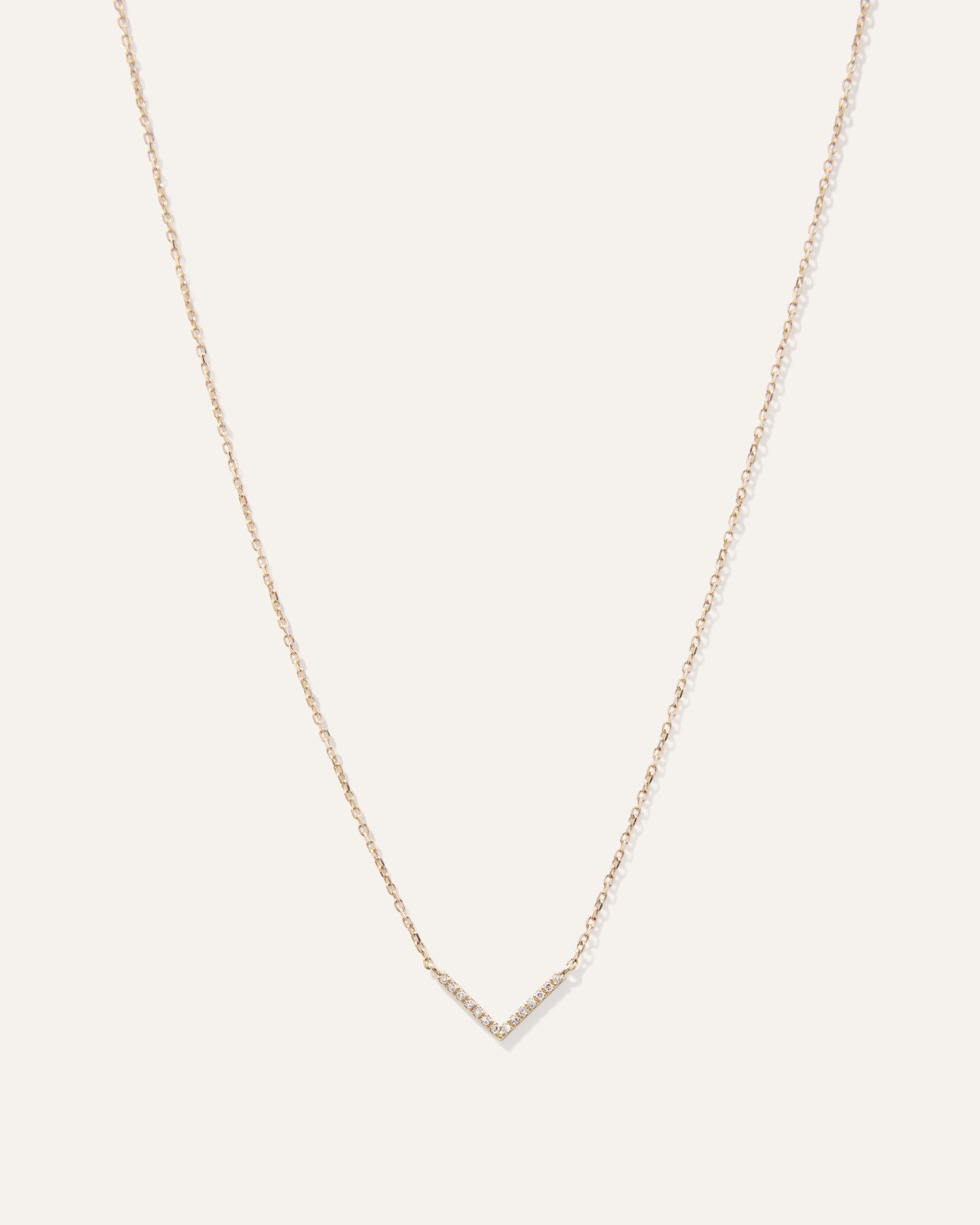 14K Gold Diamond V Necklace