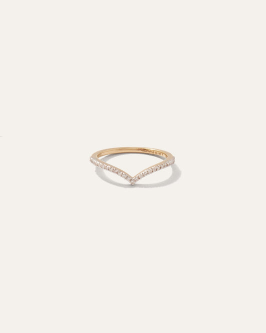 14K Gold Pave Diamond Wishbone Ring