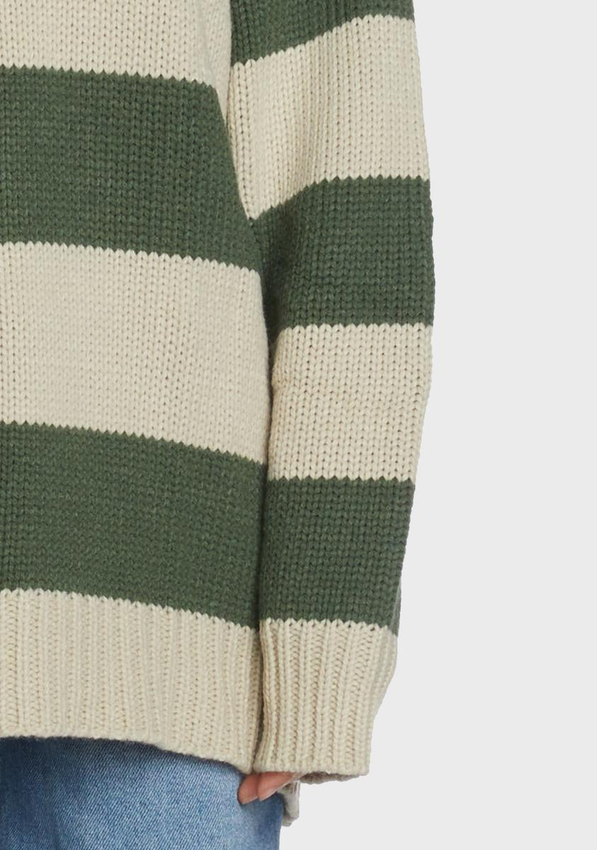 Sage Total Inconvenience Striped Sweater
