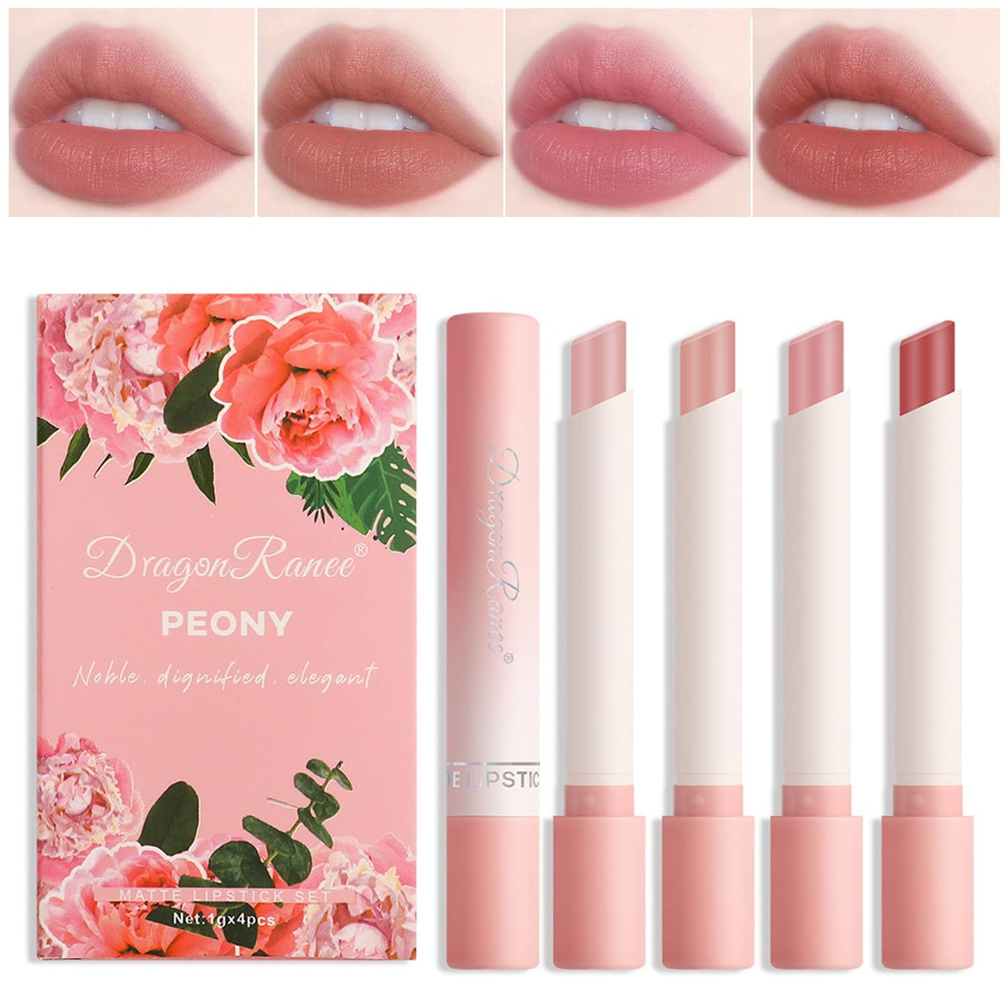Cigarette Matte Lipstick,4 Colors Nude Velvet Air Moisture Lip Glossy,24 Hour Superstay Waterproof Long Lasting Lip Tint Stain Set, Lipstick for Women Makeup (Set B)