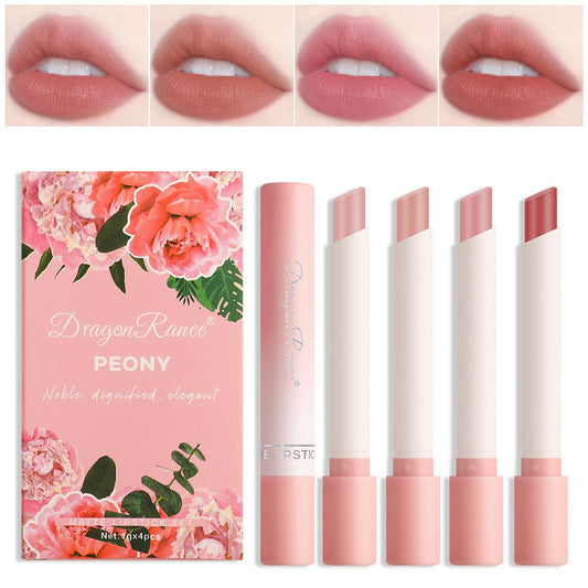 Cigarette Matte Lipstick,4 Colors Nude Velvet Air Moisture Lip Glossy,24 Hour Superstay Waterproof Long Lasting Lip Tint Stain Set, Lipstick for Women Makeup (Set B)