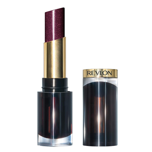 REVLON Super Lustrous Glass Shine Lipstick, Flawless Moisturizing Lip Color with Aloe, Hyaluronic Acid and Rose Quartz, Black Cherry (012), 0.15 oz
