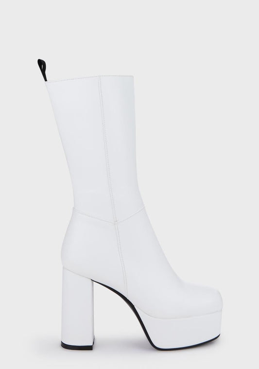 Wide Fit White Going Under Platform Boots