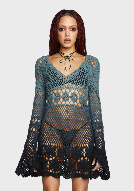Bottled Appetites Crochet Dress - Green