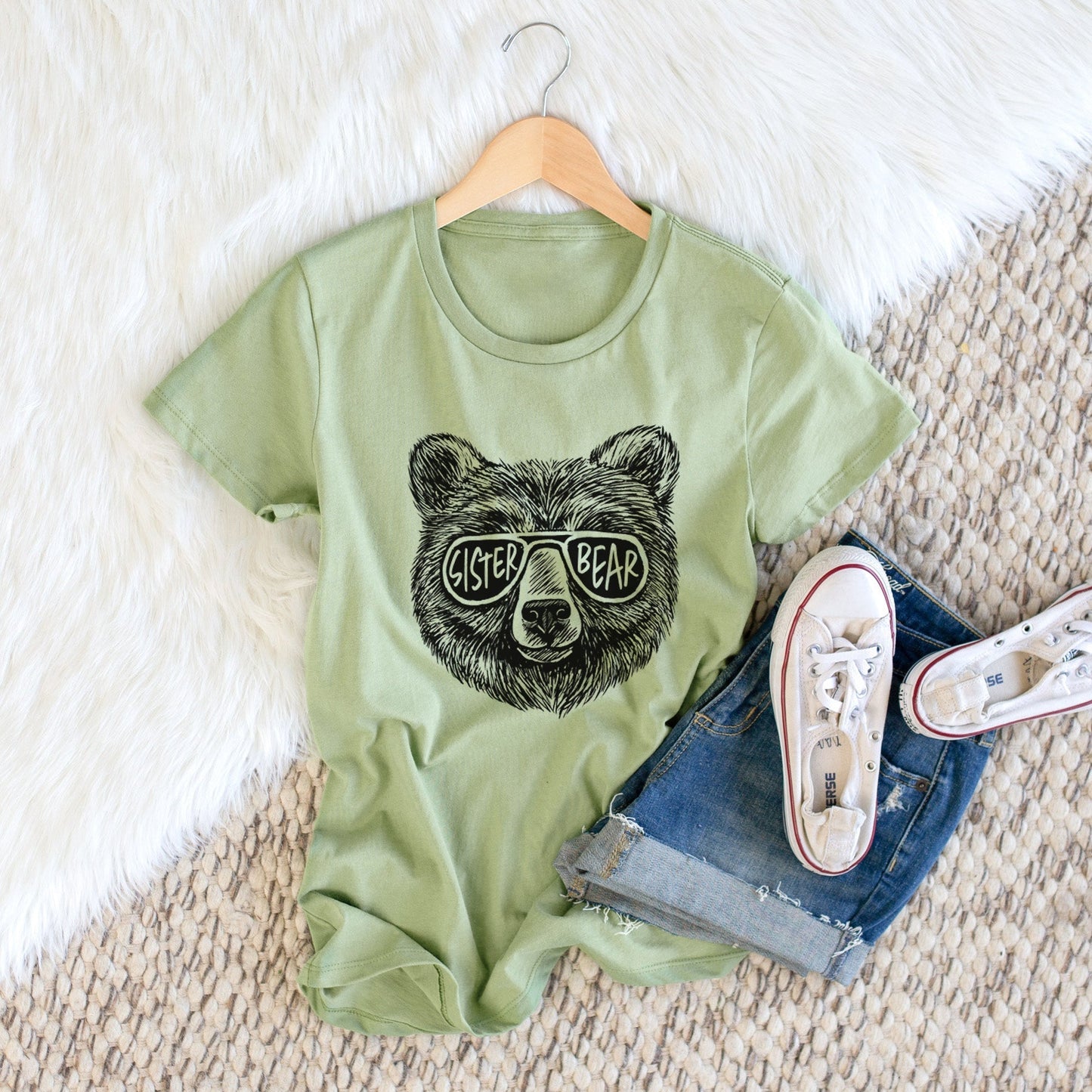 Sister Bear - Women's Crewneck - Made in USA - 100% Organic Cotton