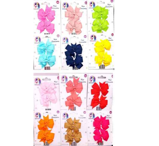 Unicorn Kitty Girl's Double Bow Set Assorted Colors - 2 Pcs