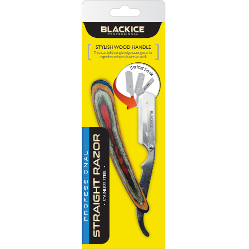 Black Ice Swing Lock Straight Razor Wood Handle Multi Color