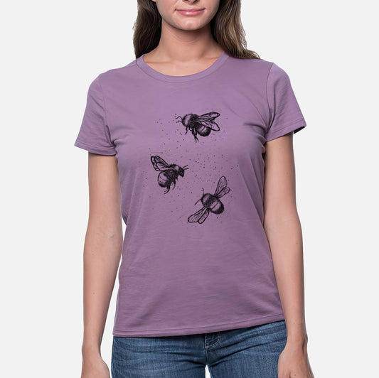 American Bumblebee Trio - Bombus Pensylvanicus - Women's Crewneck - Made in USA - 100% Organic Cotton