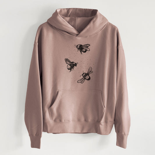 American Bumblebee Trio - Bombus Pensylvanicus - Women's Heavyweight Relaxed Hoodie