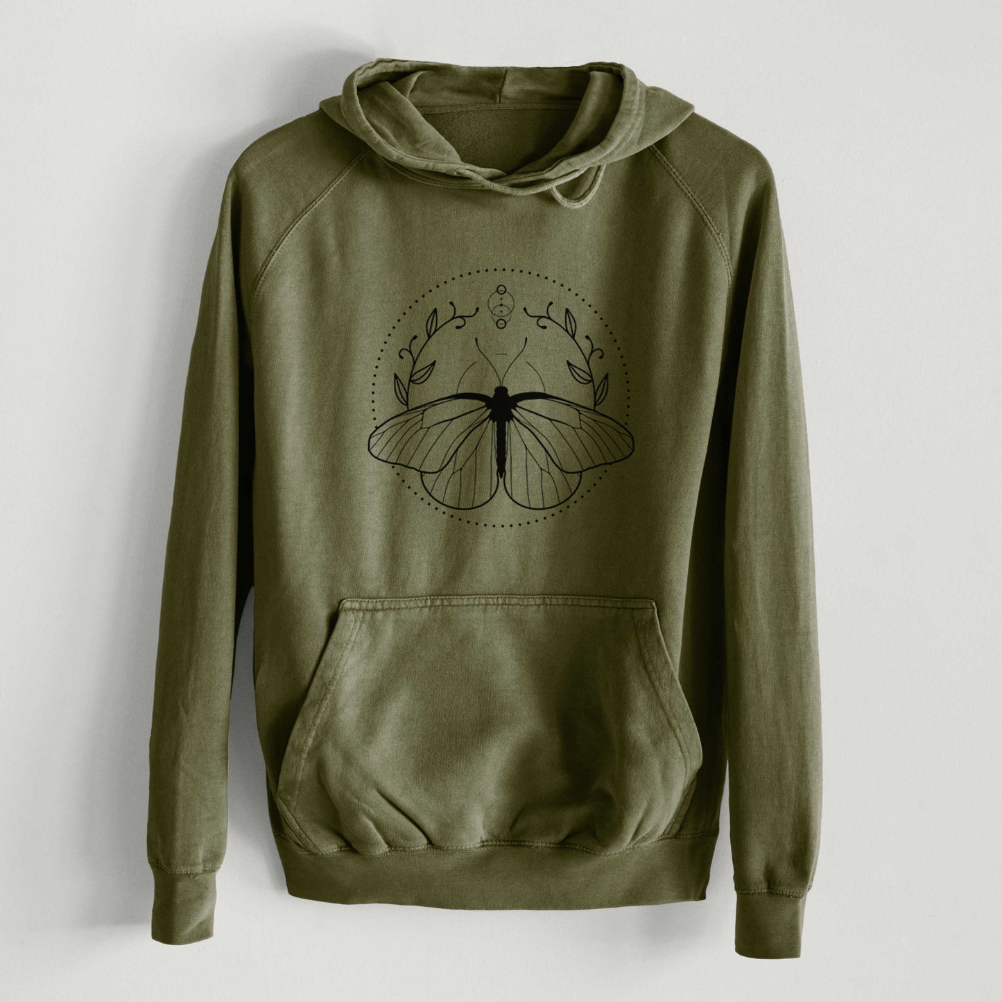 Aporia crataegi - Black Veined White Butterfly  - Mid-Weight Unisex Vintage 100% Cotton Hoodie