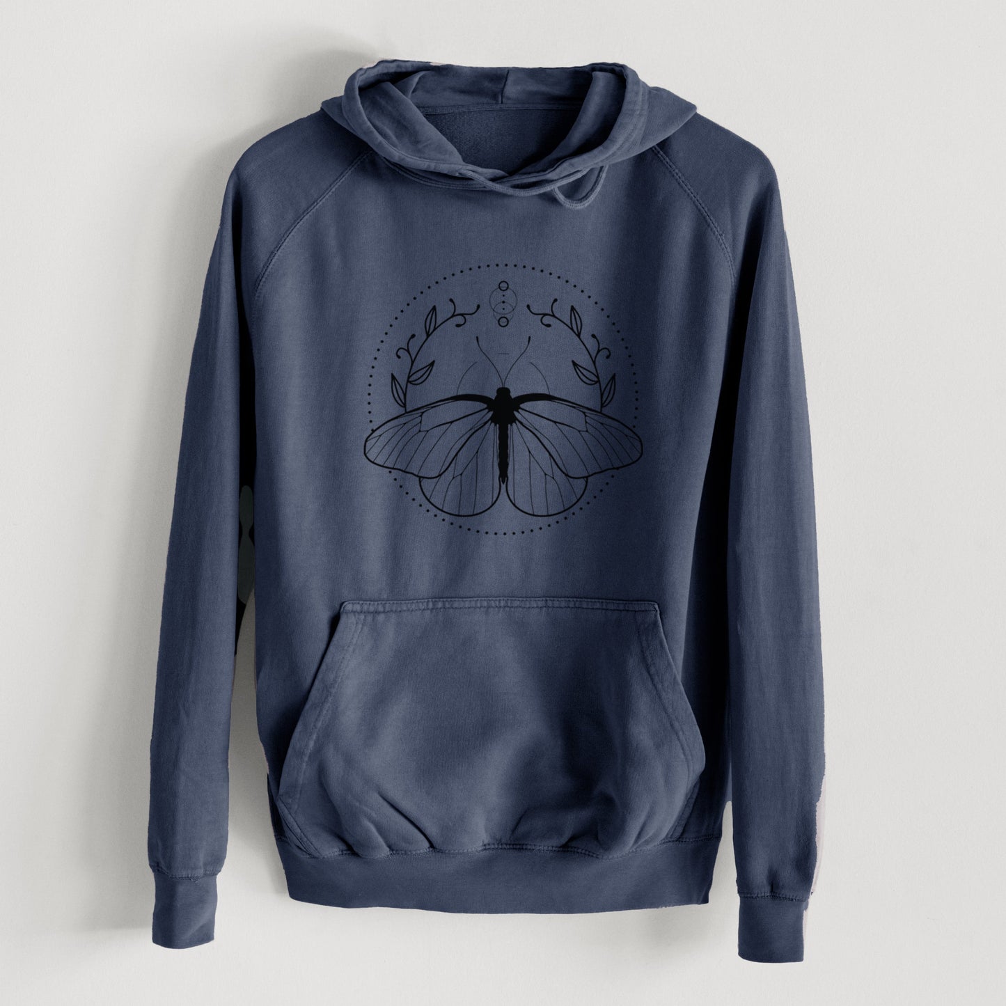 Aporia crataegi - Black Veined White Butterfly  - Mid-Weight Unisex Vintage 100% Cotton Hoodie