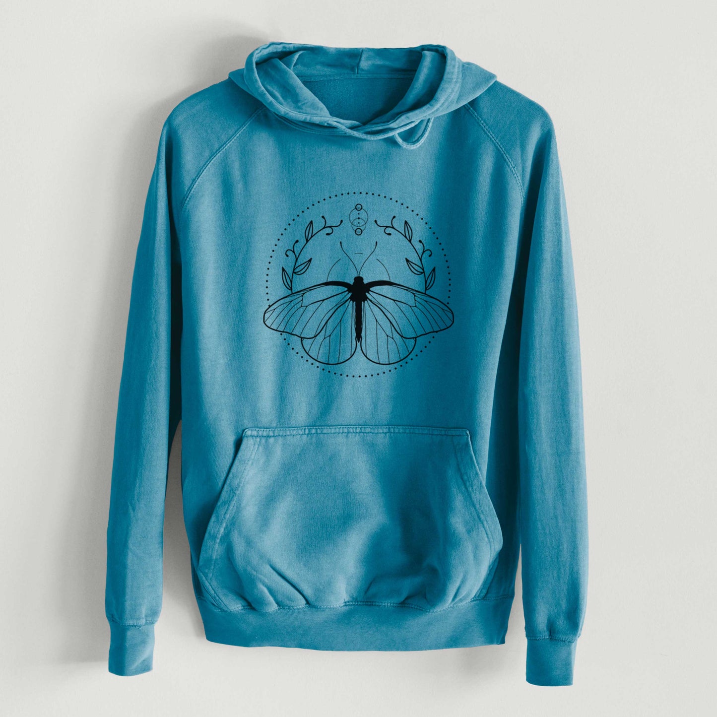 Aporia crataegi - Black Veined White Butterfly  - Mid-Weight Unisex Vintage 100% Cotton Hoodie