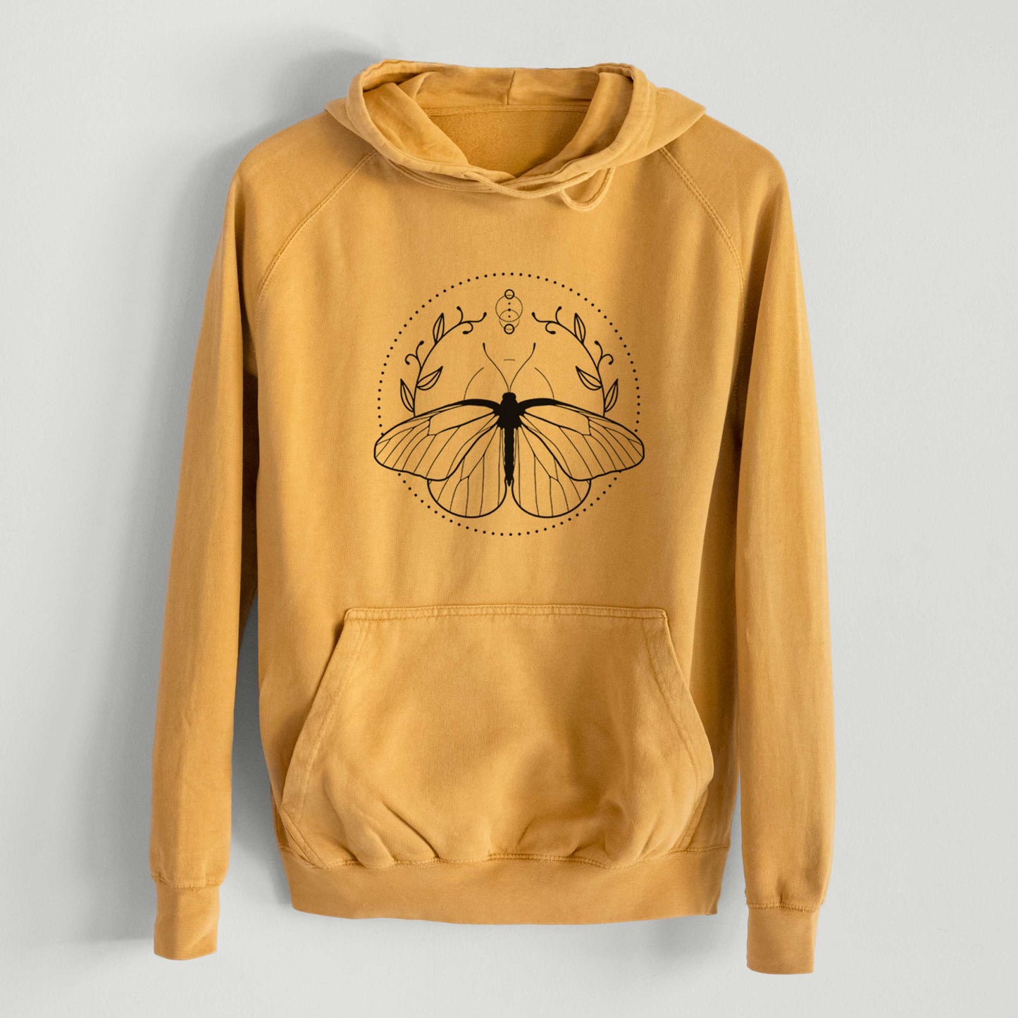 Aporia crataegi - Black Veined White Butterfly  - Mid-Weight Unisex Vintage 100% Cotton Hoodie