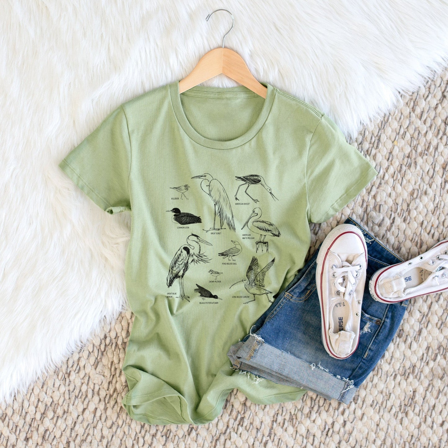 California Shorebirds - Women's Crewneck - Made in USA - 100% Organic Cotton