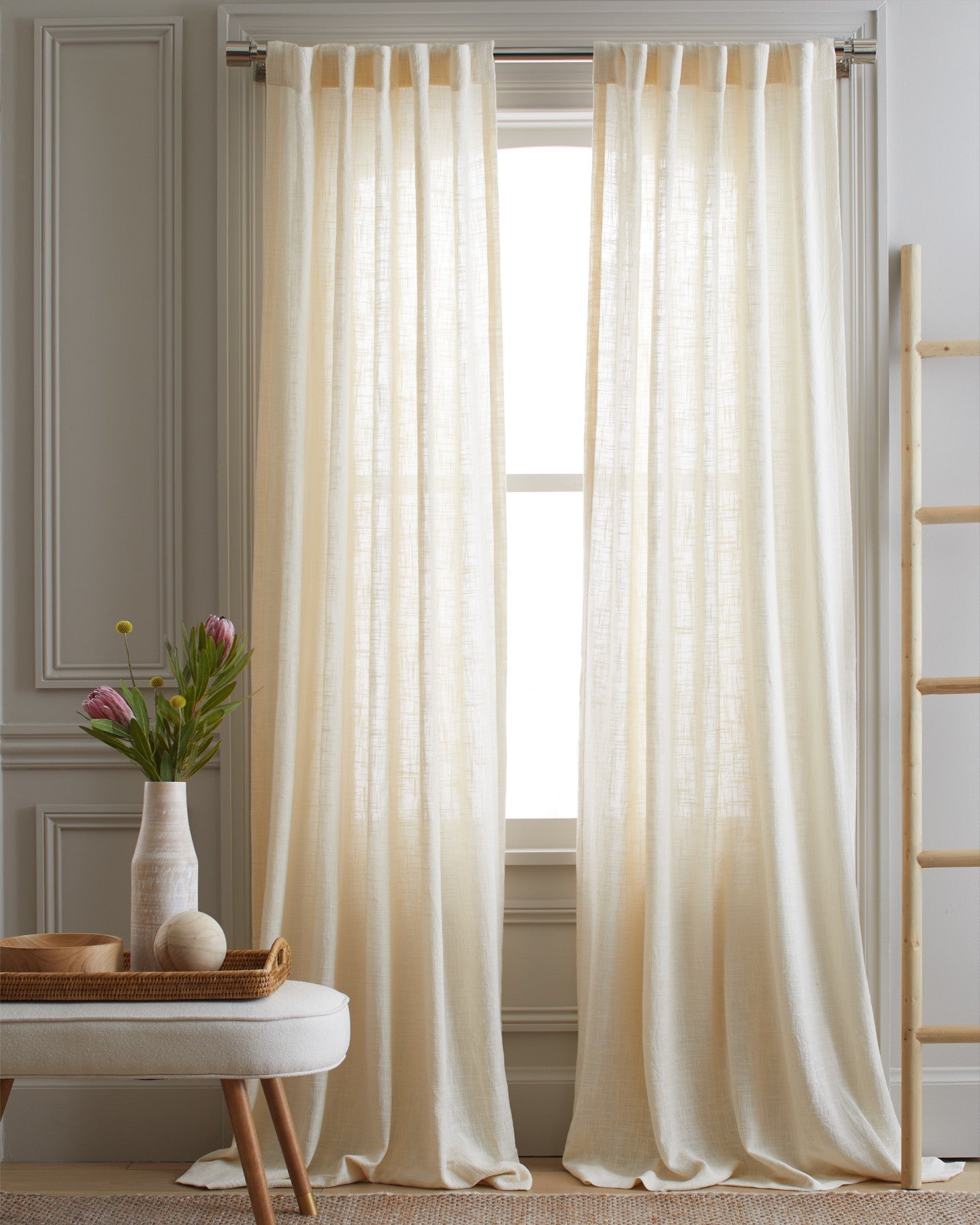Cotton Sheer Curtain Set (Set of 2)
