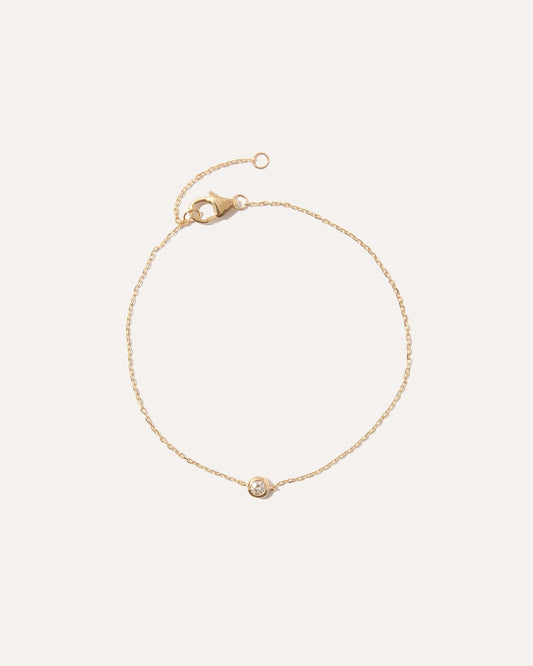 14k Gold Diamond Solitaire Bezel Bracelet