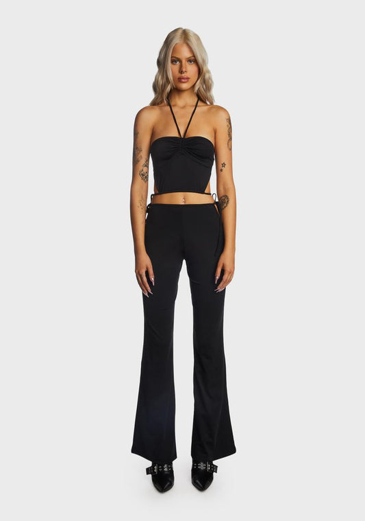 Strappy Crop Cami And Cut Out Pants Set