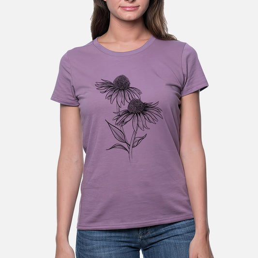 Coneflower - Echinacea purpurea - Women's Crewneck - Made in USA - 100% Organic Cotton