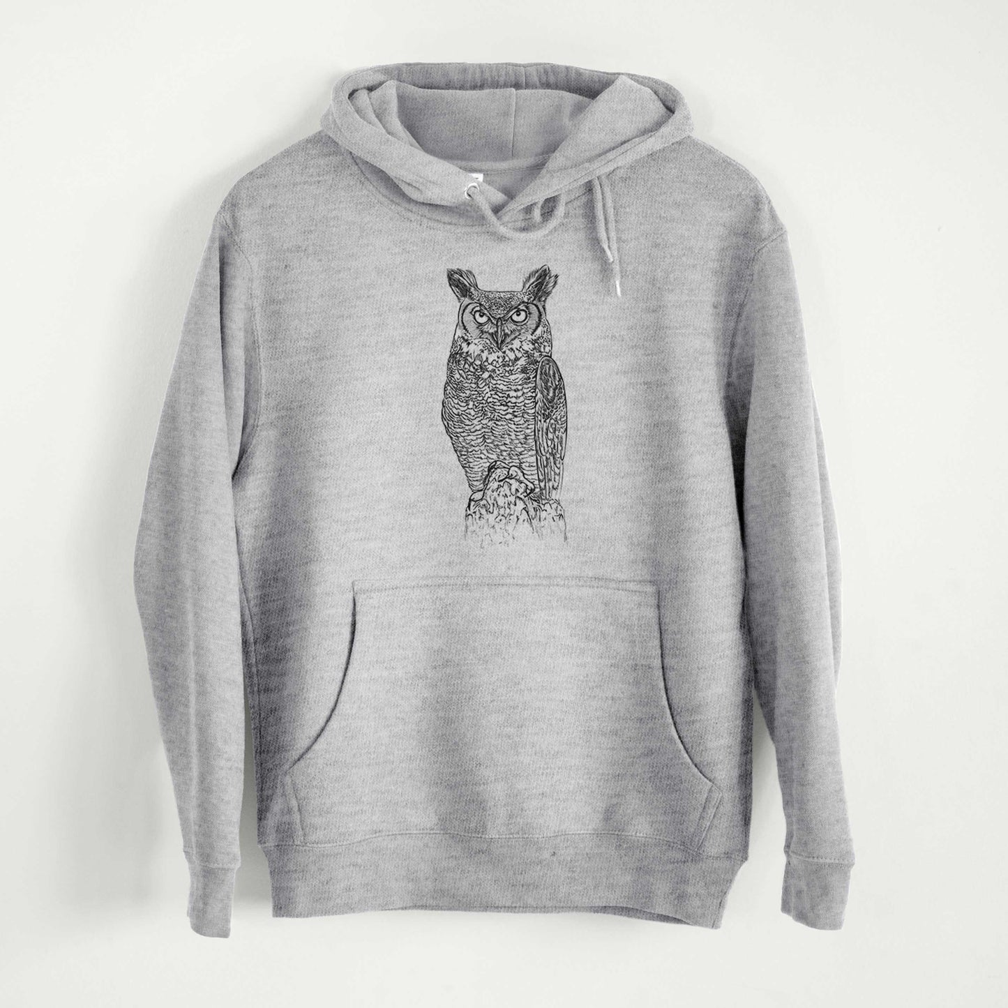 Bubo virginianus - Great Horned Owl  - Mid-Weight Unisex Premium Blend Hoodie