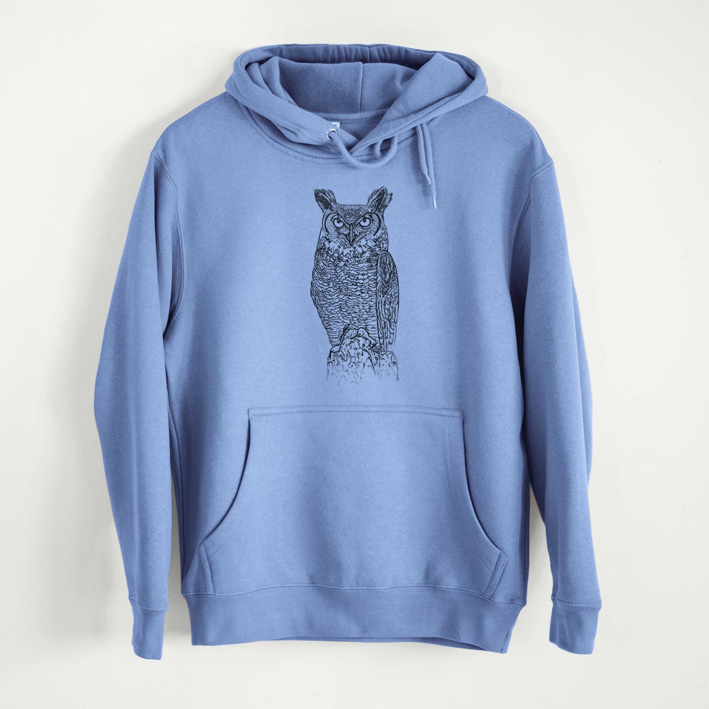 Bubo virginianus - Great Horned Owl  - Mid-Weight Unisex Premium Blend Hoodie