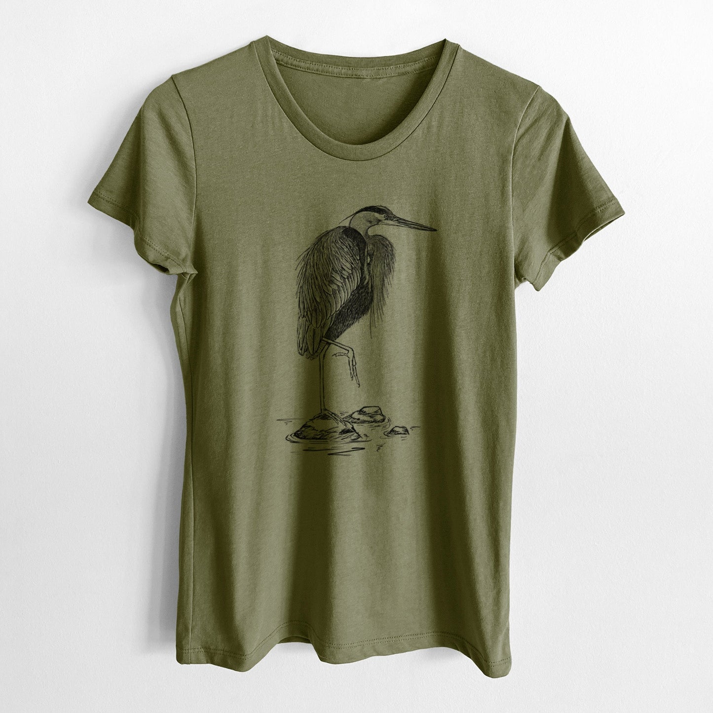 Ardea herodias - Great Blue Heron - Women's Crewneck - Made in USA - 100% Organic Cotton