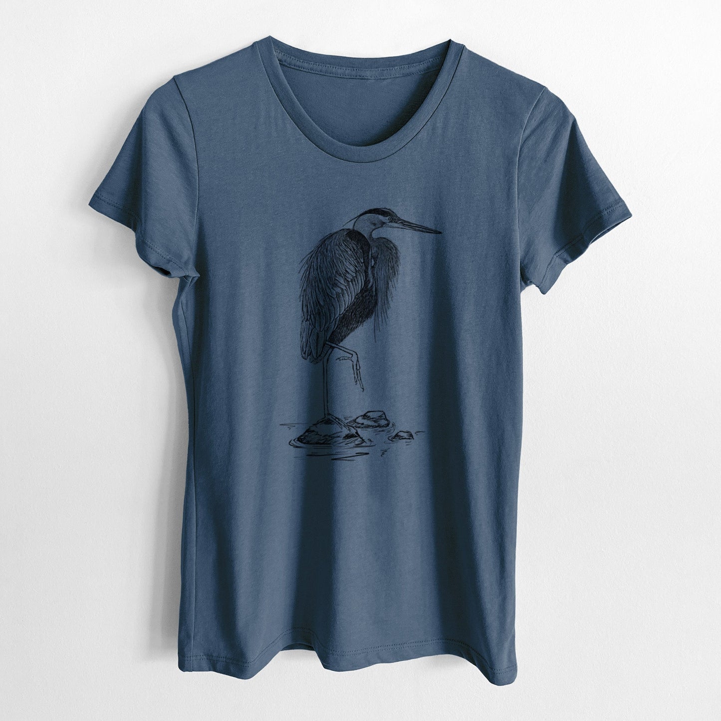 Ardea herodias - Great Blue Heron - Women's Crewneck - Made in USA - 100% Organic Cotton