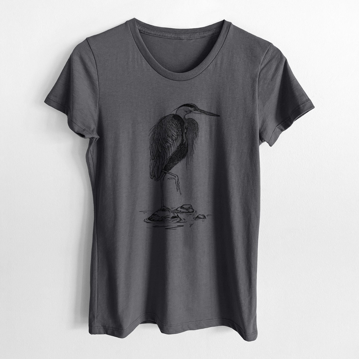 Ardea herodias - Great Blue Heron - Women's Crewneck - Made in USA - 100% Organic Cotton