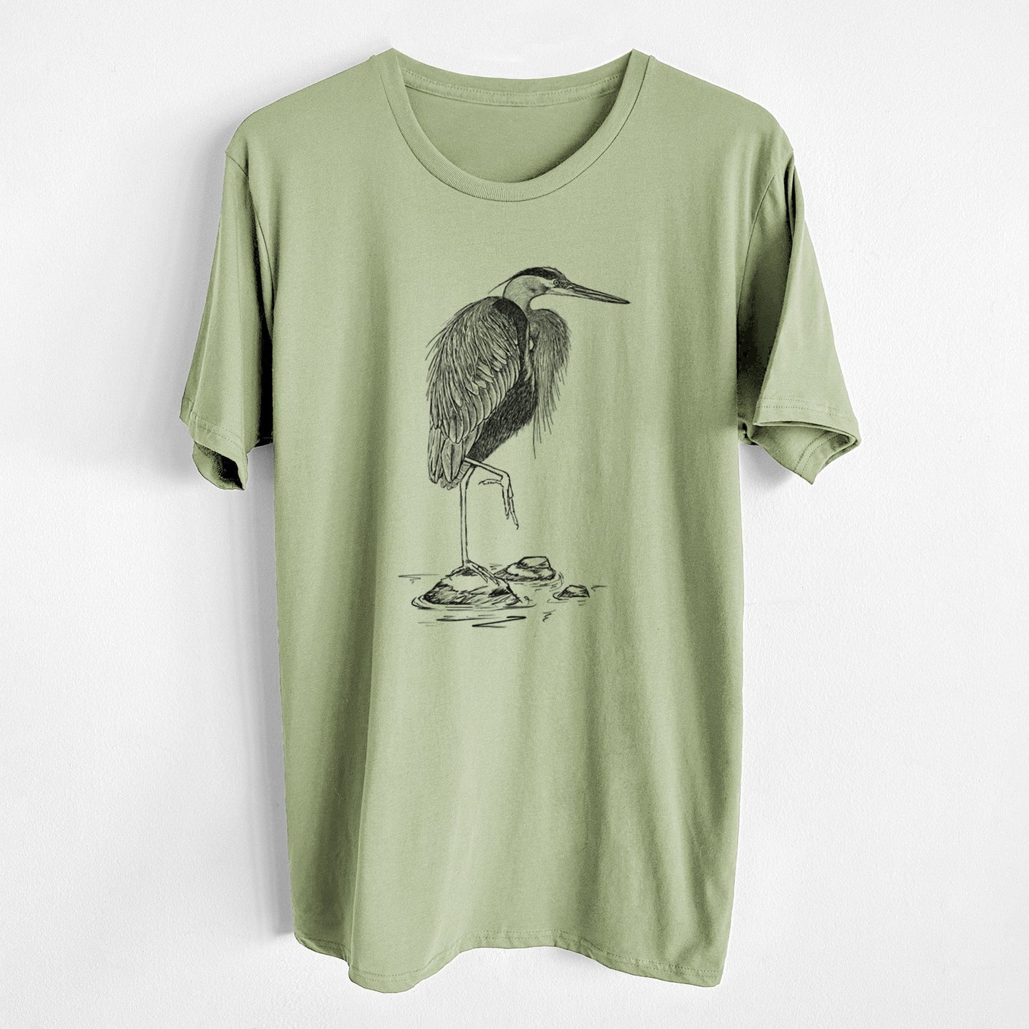Ardea herodias - Great Blue Heron - Unisex Crewneck - Made in USA - 100% Organic Cotton