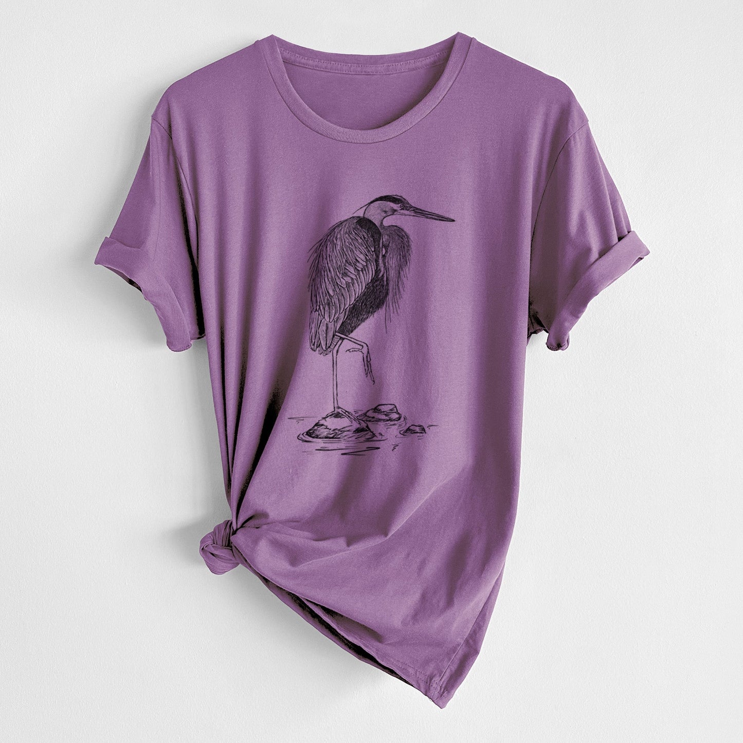Ardea herodias - Great Blue Heron - Unisex Crewneck - Made in USA - 100% Organic Cotton