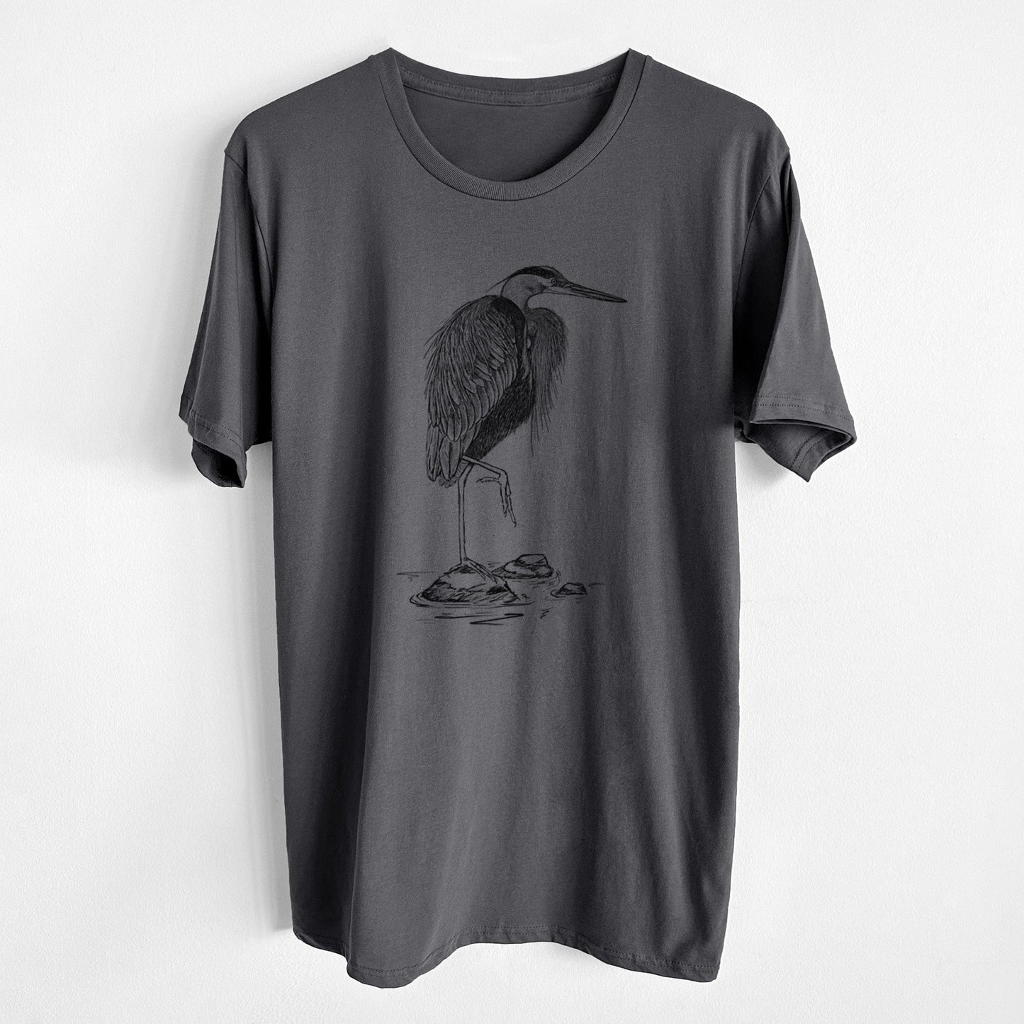 Ardea herodias - Great Blue Heron - Unisex Crewneck - Made in USA - 100% Organic Cotton