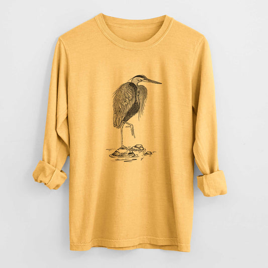 Ardea herodias - Great Blue Heron - Heavyweight 100% Cotton Long Sleeve