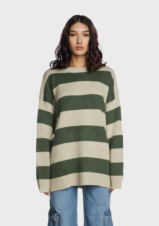 Sage Total Inconvenience Striped Sweater