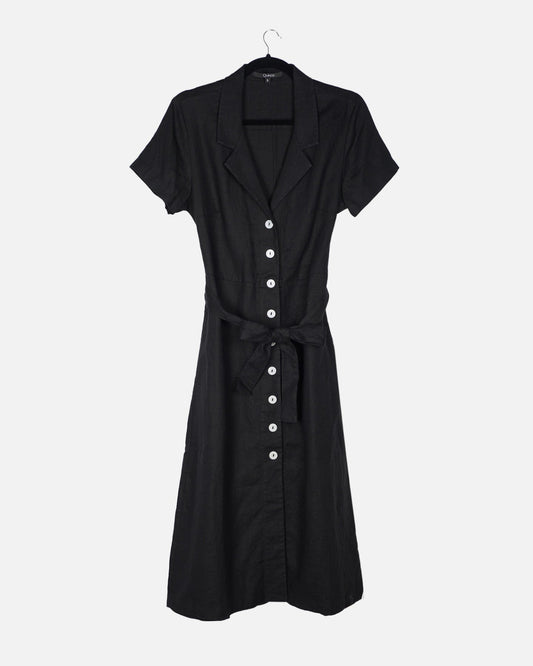 100% European Linen Button Front Dress