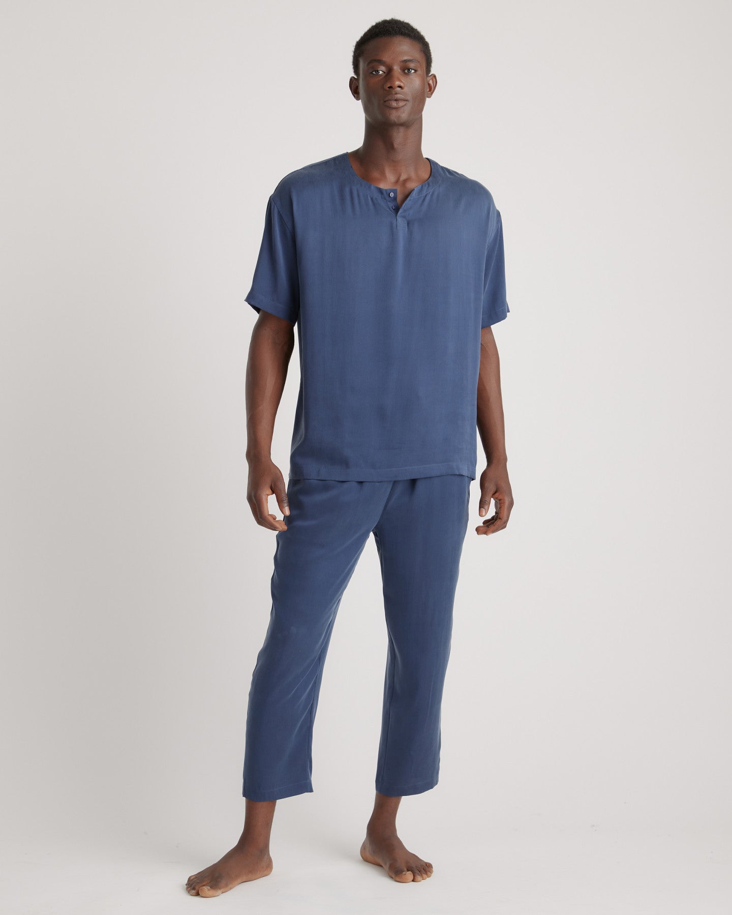 100% Washable Silk Henley Pant Set