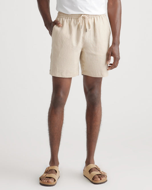 100% European Linen Drawstring Beach Short