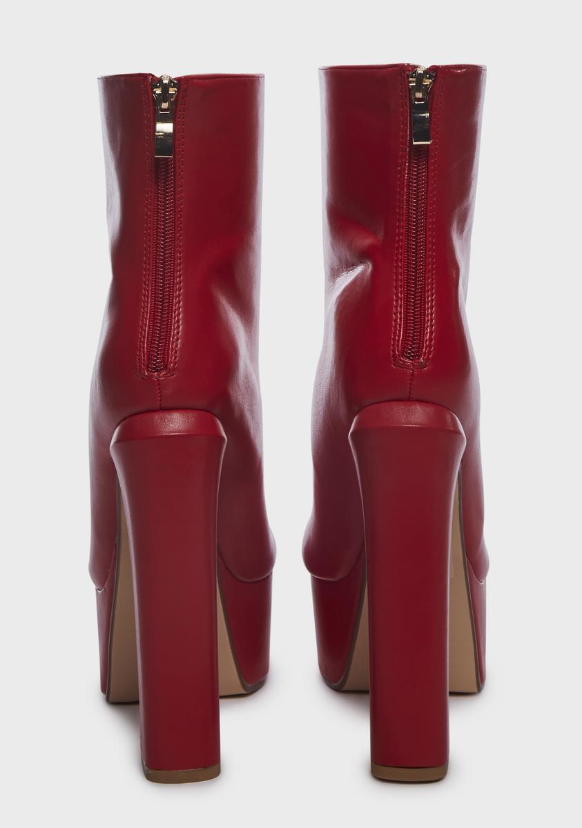 Red Litten Platform Boots