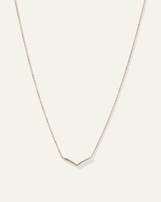 14K Gold Wishbone Necklace