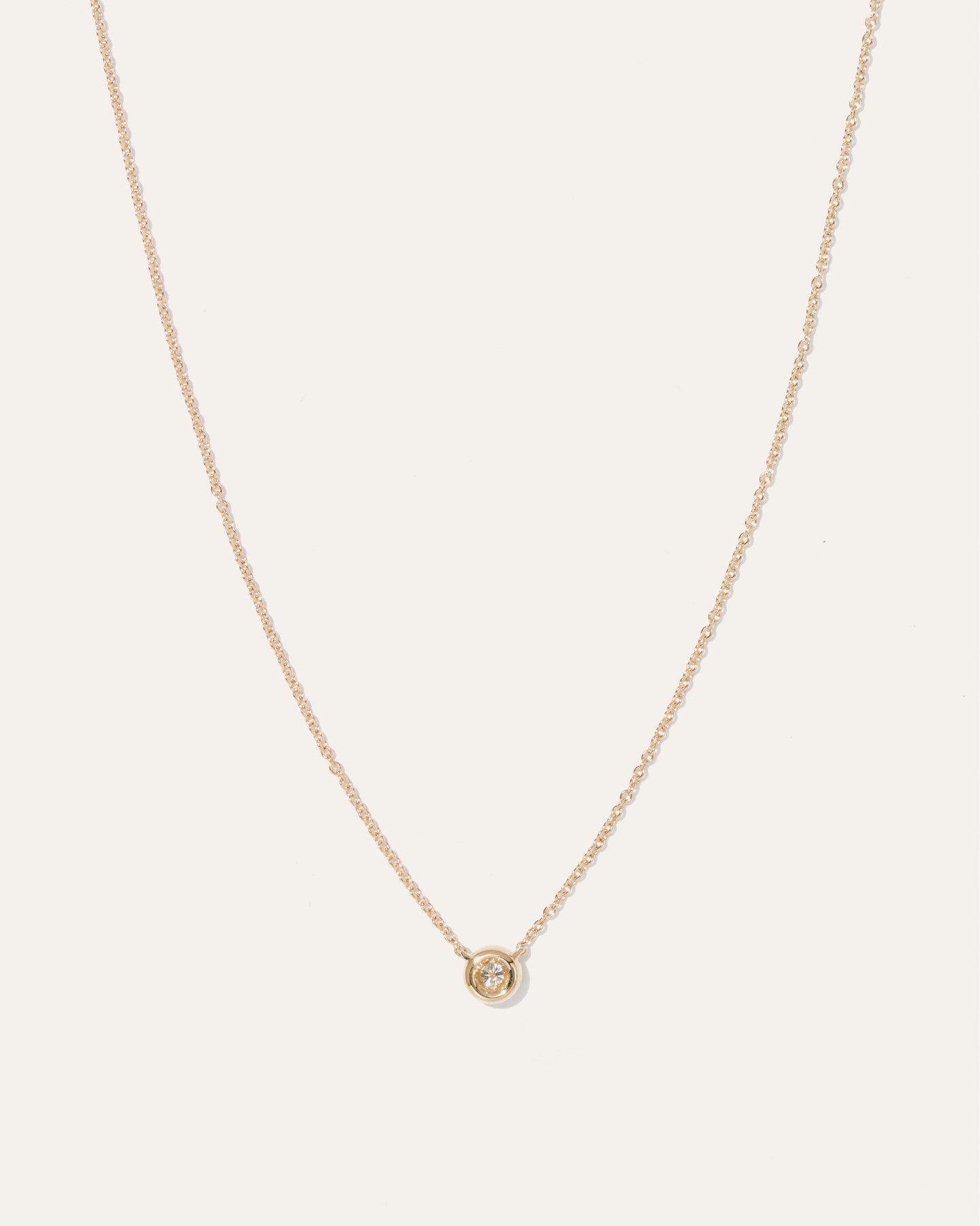 14K Gold Diamond Bezel Necklace