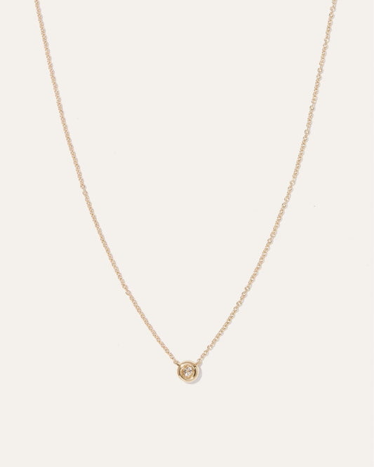 14K Gold Diamond Bezel Necklace