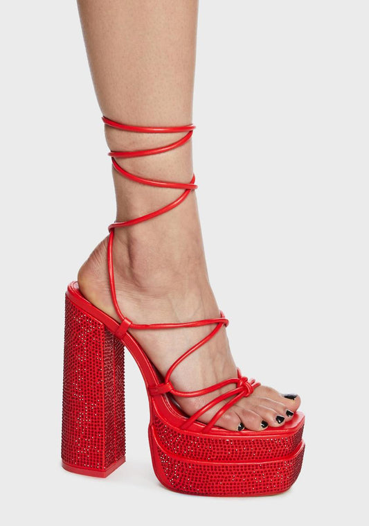 Red Glow Girl Block Heels
