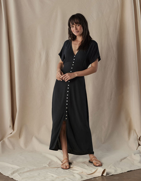 Aria Crepe Button Thru Maxi Dress