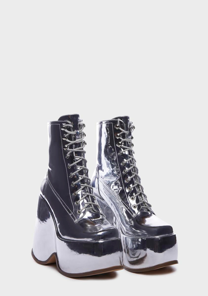 Silver Aheela Platform Boots