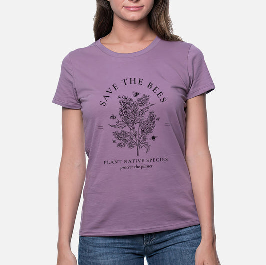 Save the Bees - Plant Native Species - Women's Crewneck - Made in USA - 100% Organic Cotton