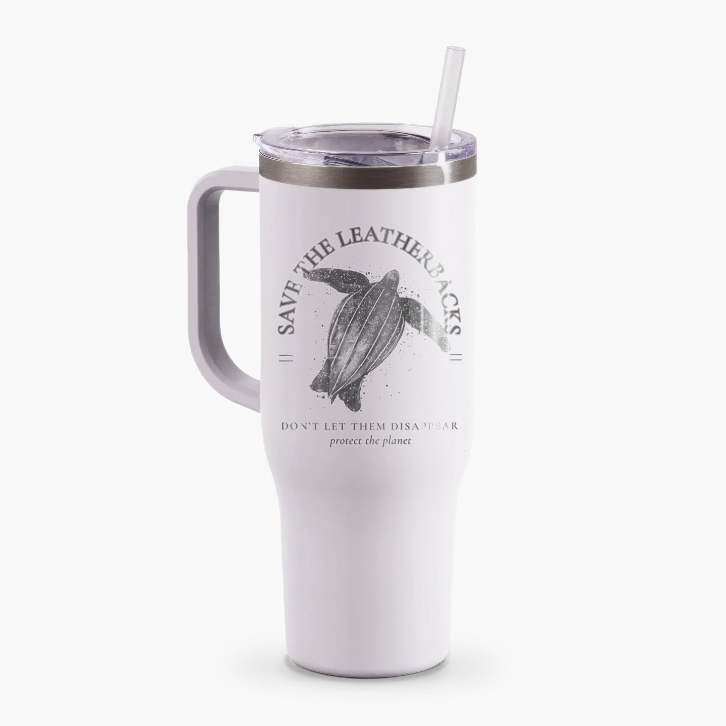 Save the Leatherbacks - Don't Let Them Disappear - 40oz Tumbler with Handle