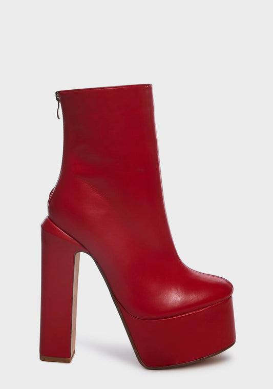 Red Litten Platform Boots