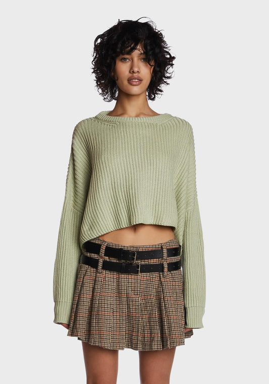 Sage Autumn Revival Cropped Sweater