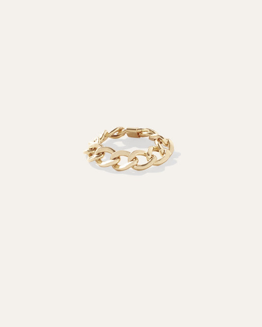 14K Gold Curb Chain Ring